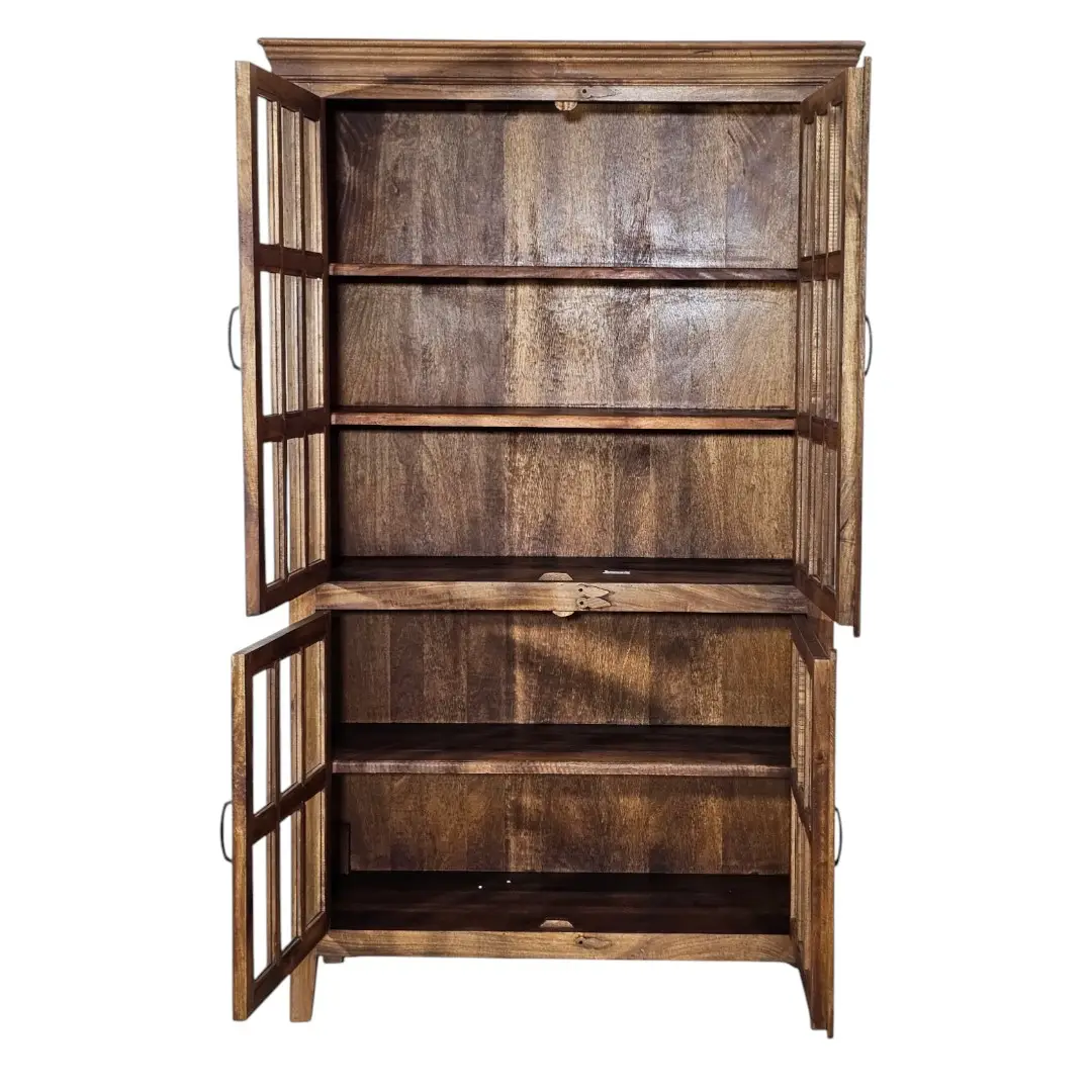 Solid Mango Wood Glass Almirah