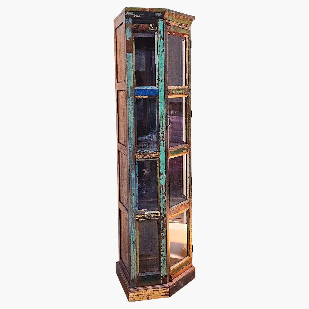 Khamsa Rustic Corner Cabinet – Multi-Color