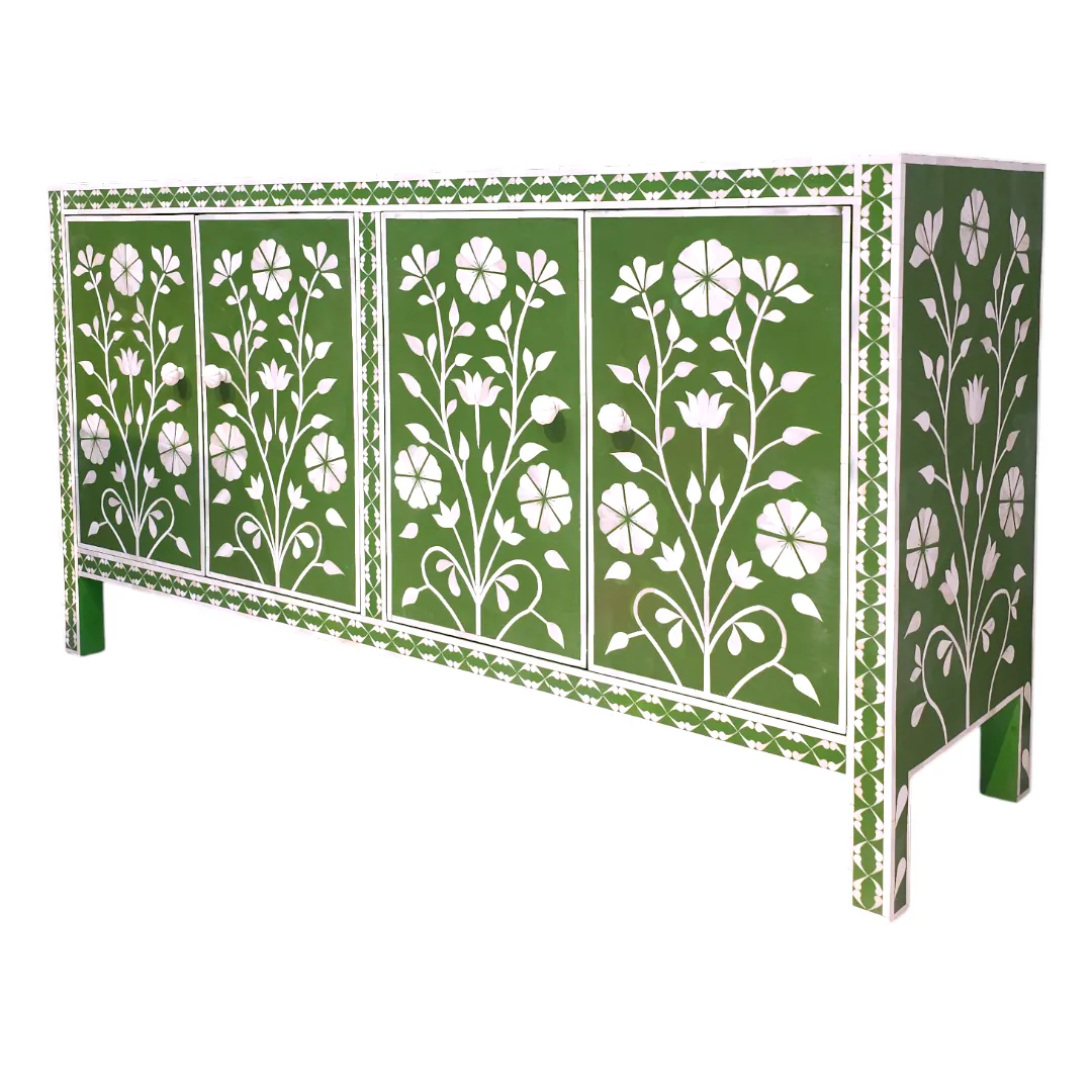 Jardin de Jade Emerald Bone Inlay Sideboard