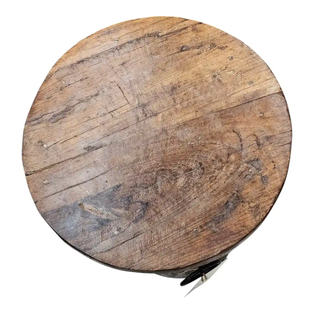 Found Wood Drum Stool