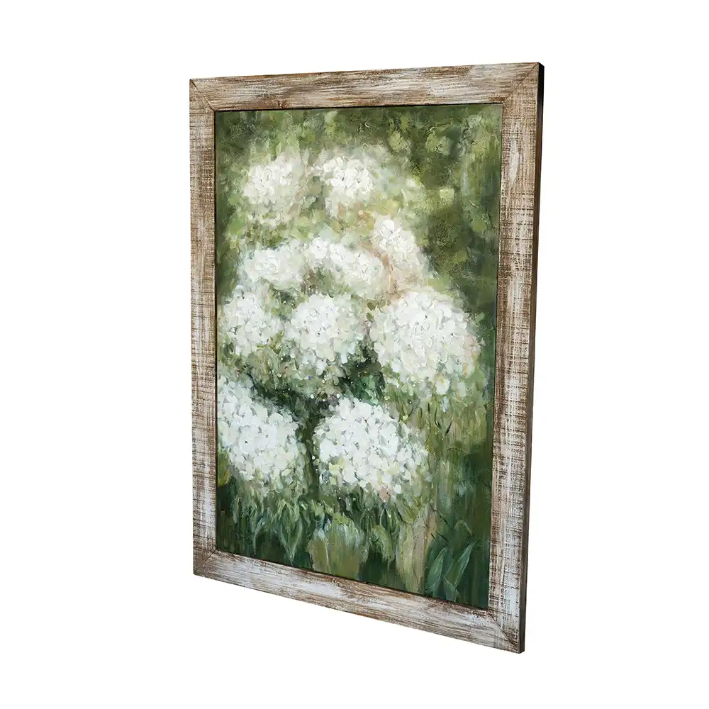 Hand-Painted White Hydrangea Framed Canvas