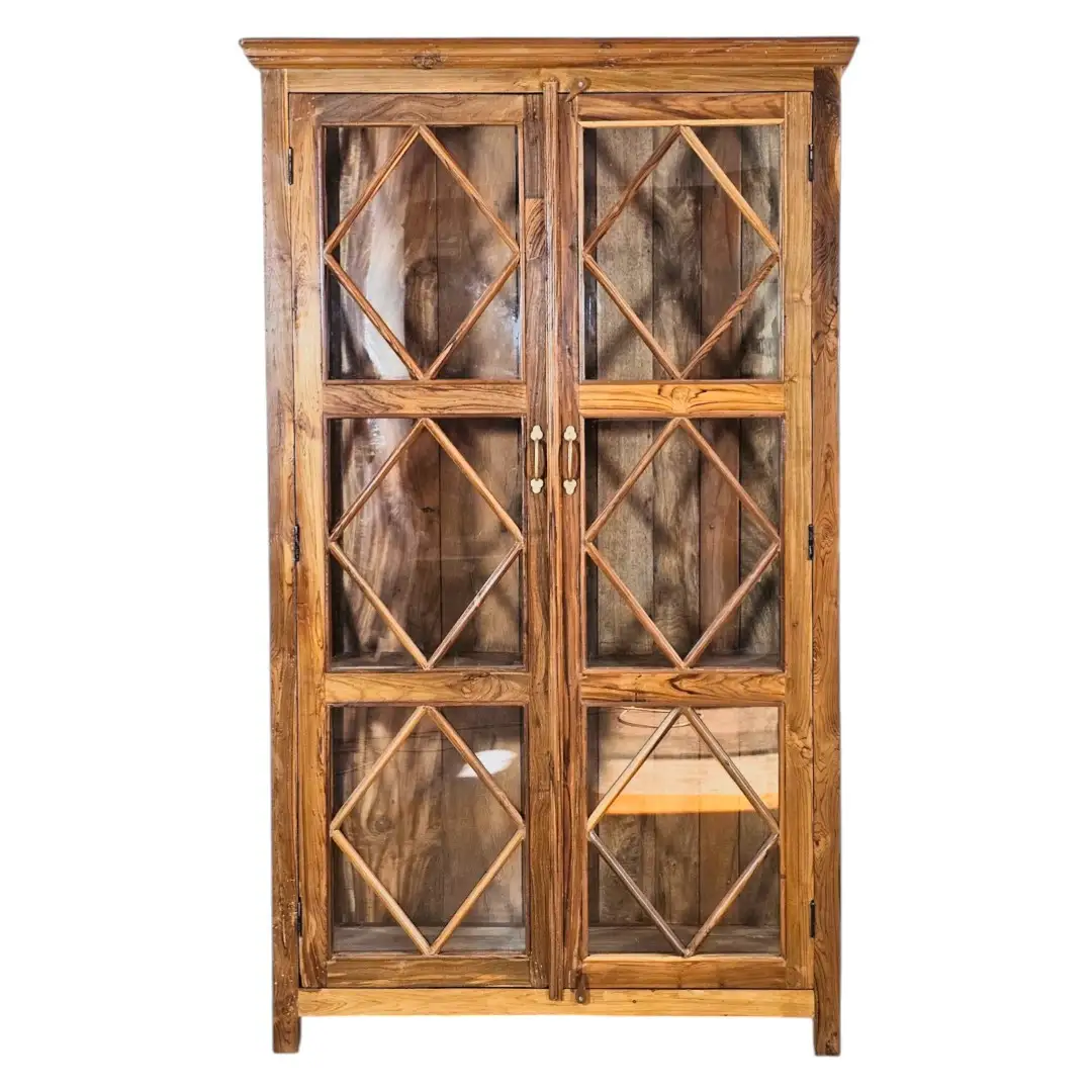 Al-Mir’ah Diamond Lattice Solid Teak Cabinet